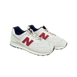 New Balance x J.Crew 574 Sneakers White Red Logo EUC Womens Size 10